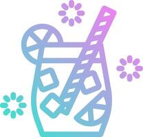 A colorful drink with a straw and flowers vector