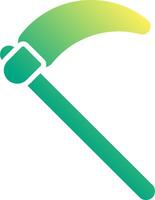 A green and yellow axe with a long handle vector
