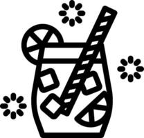 A black and white illustration of a drink with a straw vector