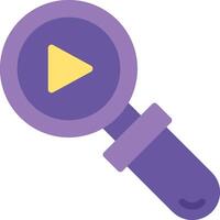Magnifying glass icon with a play button vector
