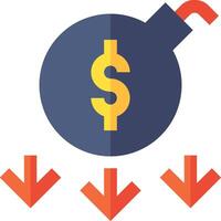 A bomb with dollar signs and arrows around it vector