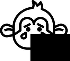 A black and white cartoon monkey with a sad face vector