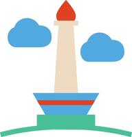 A lighthouse with clouds and a blue sky vector