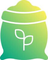 A green and yellow bag with a plant on it vector