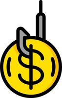 A yellow coin with a dollar sign on it vector