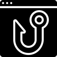 A black and white icon of a hook vector