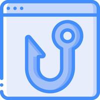A blue icon with a hook on it vector