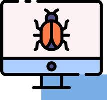 A bug on a computer screen with a blue background vector