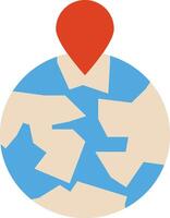A globe with a red pin on it vector