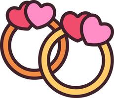 Two rings with hearts on them vector