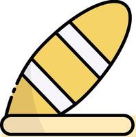 A yellow surfboard with a white stripe vector