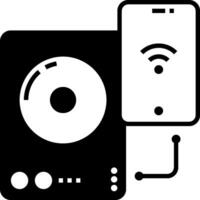 A black and white image of a phone and a wireless device vector