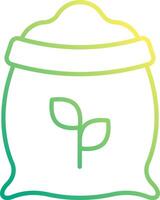 A green and yellow icon of a bag with a plant inside vector