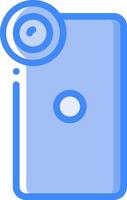A blue and white phone with a circular camera vector