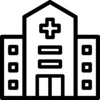 A black and white image of a hospital building vector