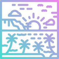 A colorful icon of palm trees and the sun vector
