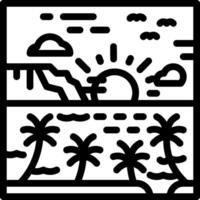 A black and white image of palm trees and the sun vector