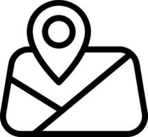 A black and white icon of a map pin vector