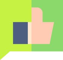 A thumbs up icon on a green and yellow background vector