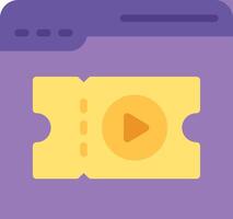 A purple and yellow icon with a play button vector