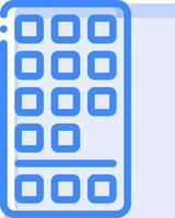A blue calculator with a square button vector