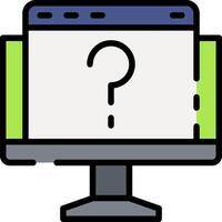 A computer monitor with a question mark on it vector