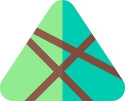 A triangle with a green and brown stripe on it vector