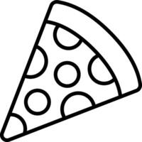 A slice of pizza is shown in a line drawing vector
