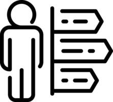 A person standing in front of a sign with arrows vector