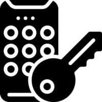 A black and white image of a key and a cell phone vector