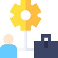 A person is standing next to a gear and a briefcase vector