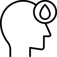A black and white outline of a head with a drop of water vector