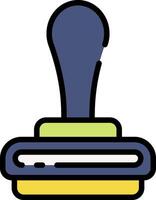 A stamp with a blue handle and yellow handle vector