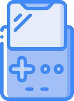 A blue and white icon of a game console vector
