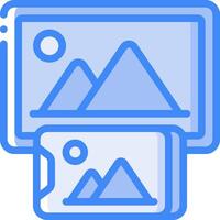A computer screen with a mountain in the background vector