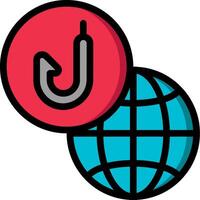 A globe and a hook with a j on it vector