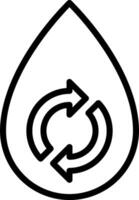 A black and white image of a drop with a circular arrow vector