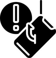 A black and white icon of a phone with a phone cord vector