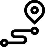 A black and white icon of a pin pointing to a location vector