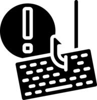 A black and white icon of a keyboard and a computer vector