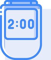 A clock with a blue background and a white background vector