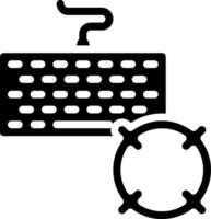 A keyboard and a drum are shown in black and white vector