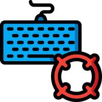 A computer keyboard and a steering wheel vector