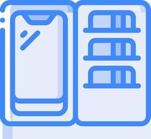 A phone is open to show a book with a book inside vector