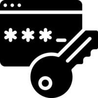A black and white image of a key and a credit card vector