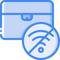A blue suitcase with a wifi symbol and a no wifi sign vector