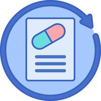 A pill and paper icon on a blue circle vector