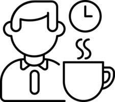 A man with a cup of coffee and a clock vector