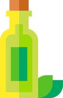 A bottle of oil with a green leaf on it vector