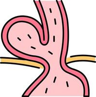 A pink heart with a yellow line on it vector